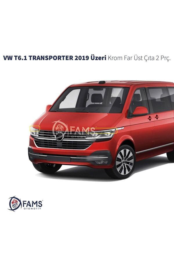 VW T6.1 TRANSPORTER 2019 Üzeri Krom Far Üst Çıta 2 Parça Paslanmaz Çelik - Image 1