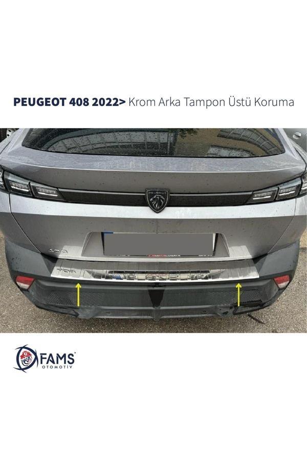 Peugeot 408 Krom Arka Tampon Üstü Koruma 2022> Paslanmaz Çelik - Image 1