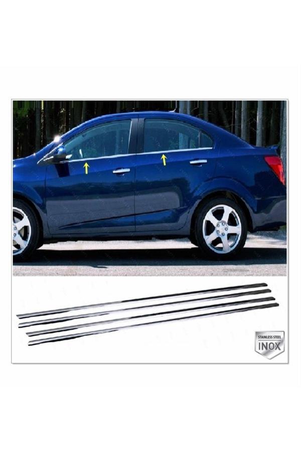 Chevrolet Aveo Sedan Krom Cam Çıtası 4 Parça P.çelik 2011 Üzeri Uyumlu - Image 1