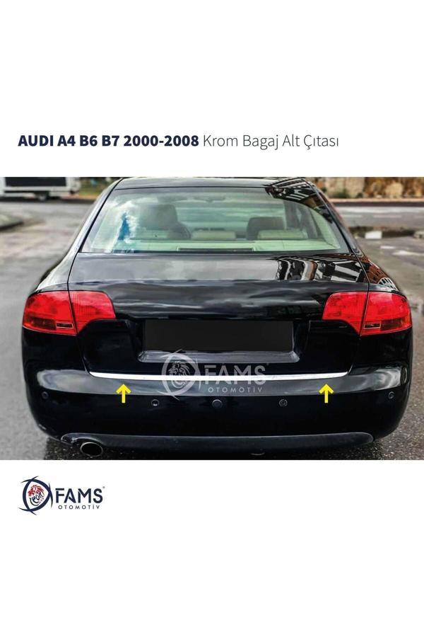 Audi A4 Uyumlu Krom Bagaj Alt Çıtası 2000-2008 Arası Paslanmaz Çelik - Image 1
