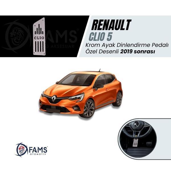 Renault Clio 5 2019> Özel Desenli Krom Ayak Dinlendirme Pedalı Ayak Dayama Pedalı (HB) - Image 1