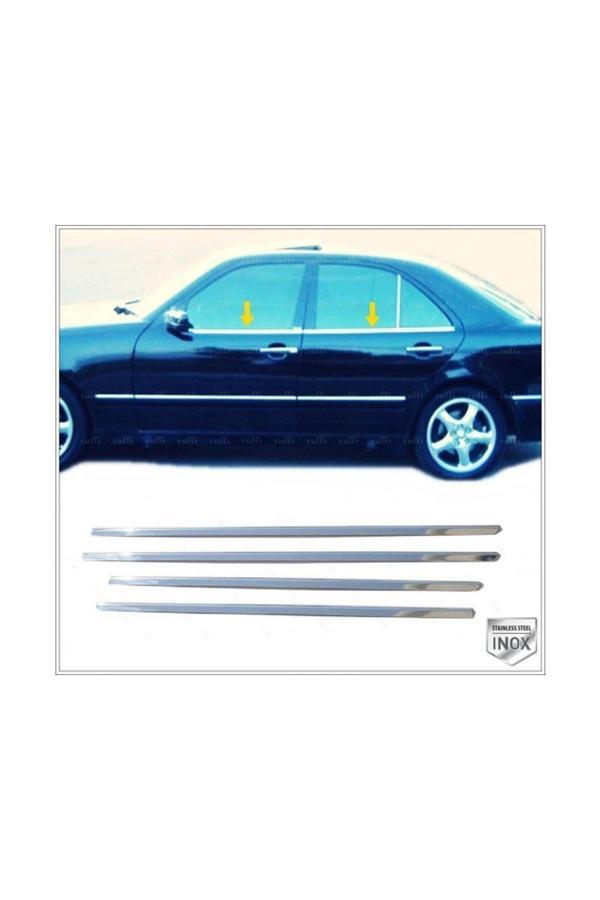 Mercedes W210 Krom Cam Çıtası 4 Parça 1995-2002 Paslanmaz Çelik - Image 1