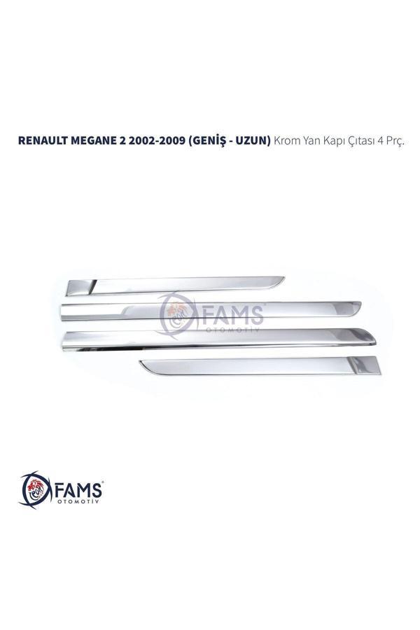 Renault Megane 2 Krom Yan Kapı Çıtası 4 Prç. 2002-2009 Arası P.çelik (geniş-uzun) - Image 1