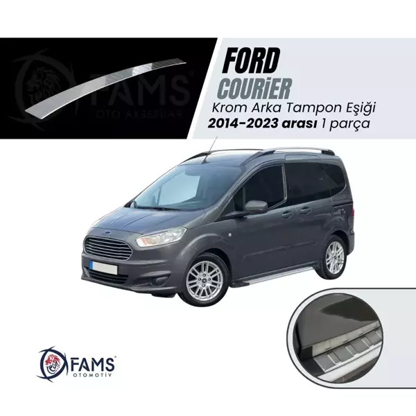Ford Tourneo Courier Krom Arka Tampon Eşiği 2014-2023 Paslanmaz Çelik - Image 1