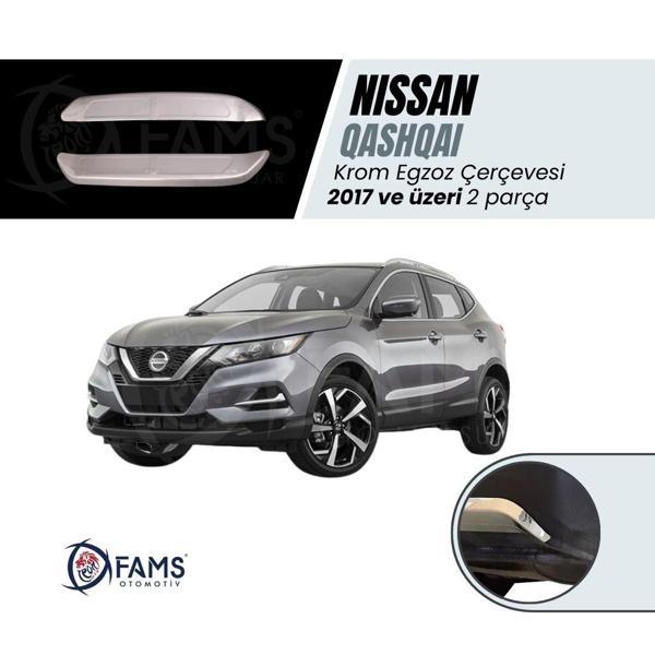 Nissan Qashqai 2017 - 2020 ve üzeri krom egzoz çerçevesi 2 Parça Paslanmaz Çelik - Image 1