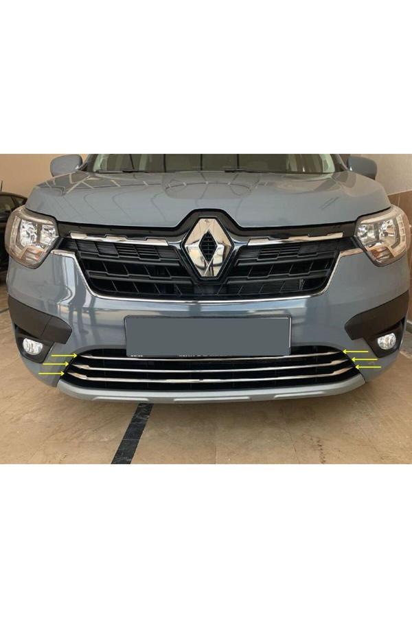 Renault Express Krom Ön Tampon Alt Çıta 3 Parça 2021> Paslanmaz Çelik - Image 1