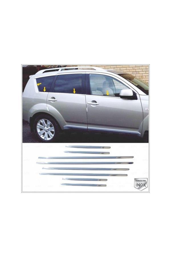 Mitsubishi Outlander Krom Cam Çıtası 8 Parça 2006-2012 Arası Paslanmaz Çelik - Image 1
