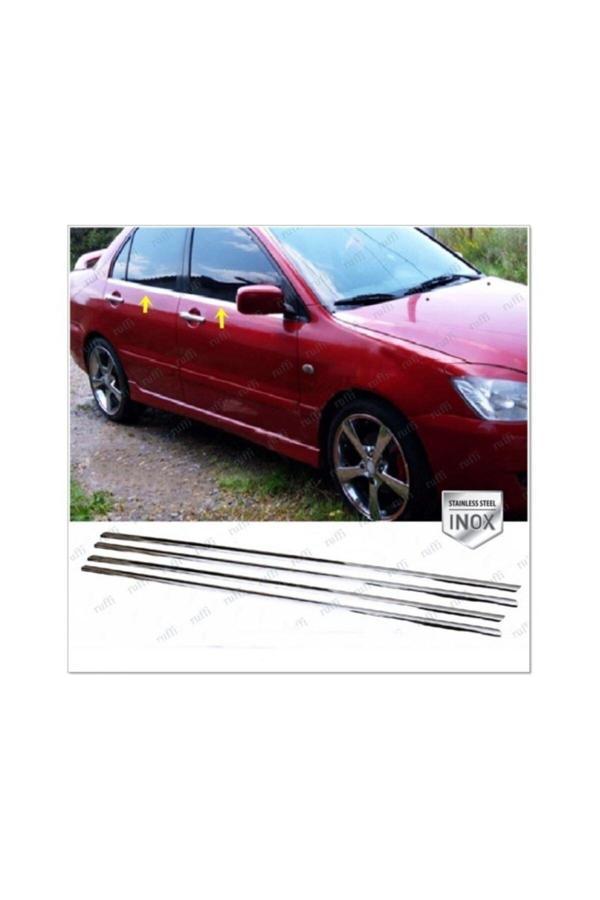Mitsubishi Lancer Uyumlu Krom Cam Çıtası 4 Parça 2000-2007 Arası Paslanmaz Çelik - Image 1