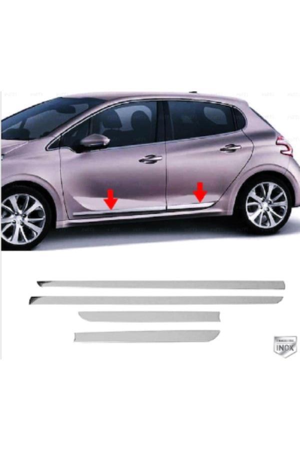 Peugeot 208 Krom Yan Kapı Çıtası 4 Parça 2012-2019 Paslanmaz Çelik - Image 1