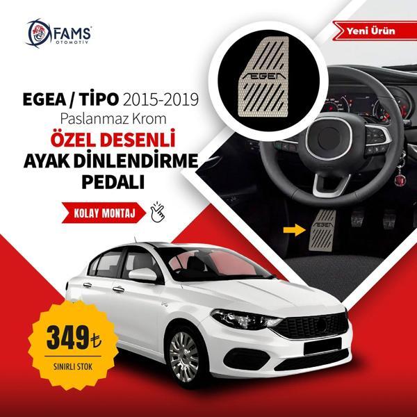 Fiat Egea / Tipo Özel Desenli Krom Ayak Dinlendirme / Dayama Pedalı 2015-2019 Sedan - Image 1