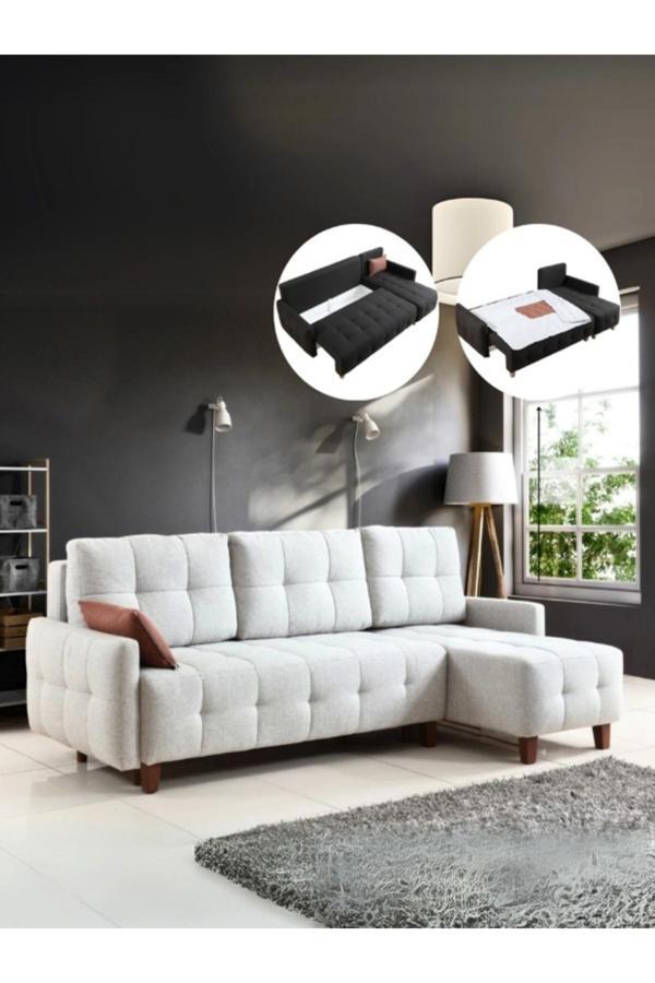 Soloboss Eya Köşe Koltuk Takımı & L Koltuk (Sandıklı & Yataklı) Gri & Köşe Takımı - Image 1