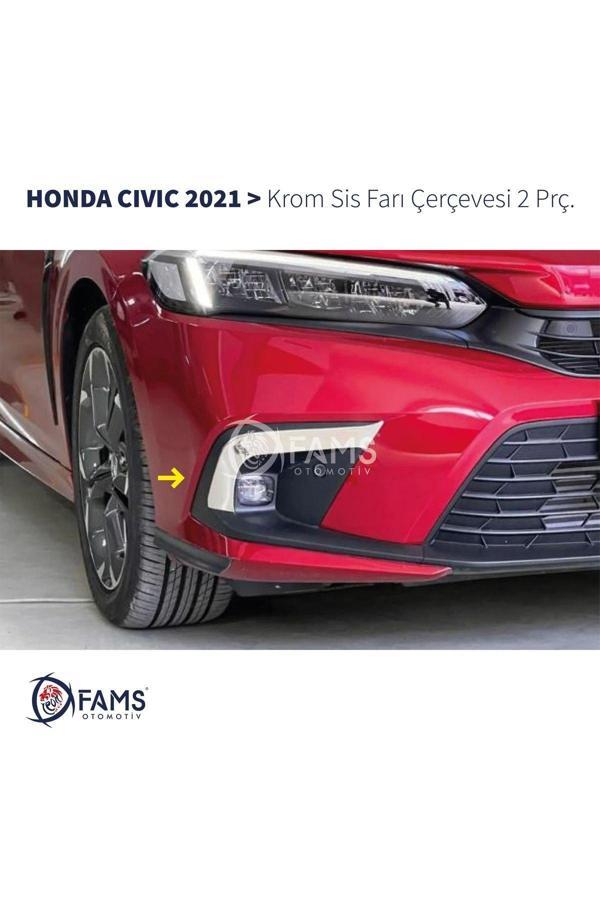 Honda Civic Krom Sis Farı Çerçevesi 2 parça 2021> Paslanmaz Çelik - Image 1