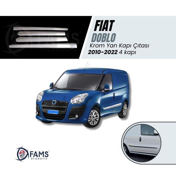 Fiat Doblo MK 2 Krom Yan Kapı Çıtası 4 Kapı 2010 - 2022 arası P. Çelik - Image 1