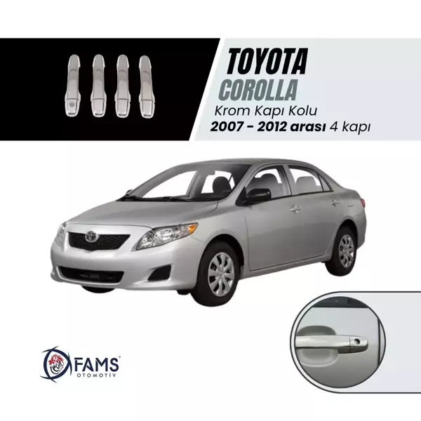 Toyota Corolla Uyumlu  Krom Kapı Kolu 4 Kapı 2007-2012 P.çelik - Image 1