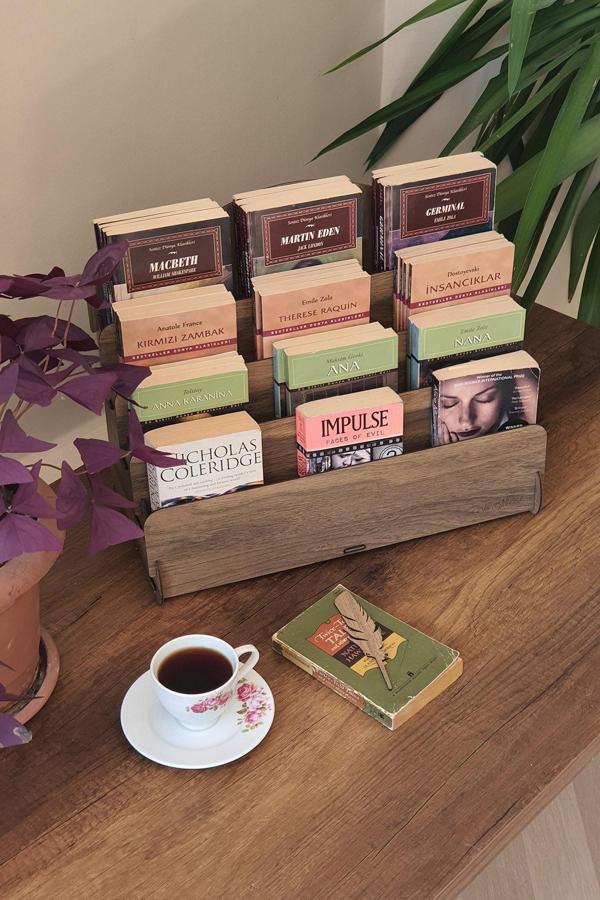 Mini Lucky 4 Raflı Ahşap Masaüstü Mini Kitaplık Montessori Çocuk Kitaplığı Çocuk Odası Kitaplık - Image 1