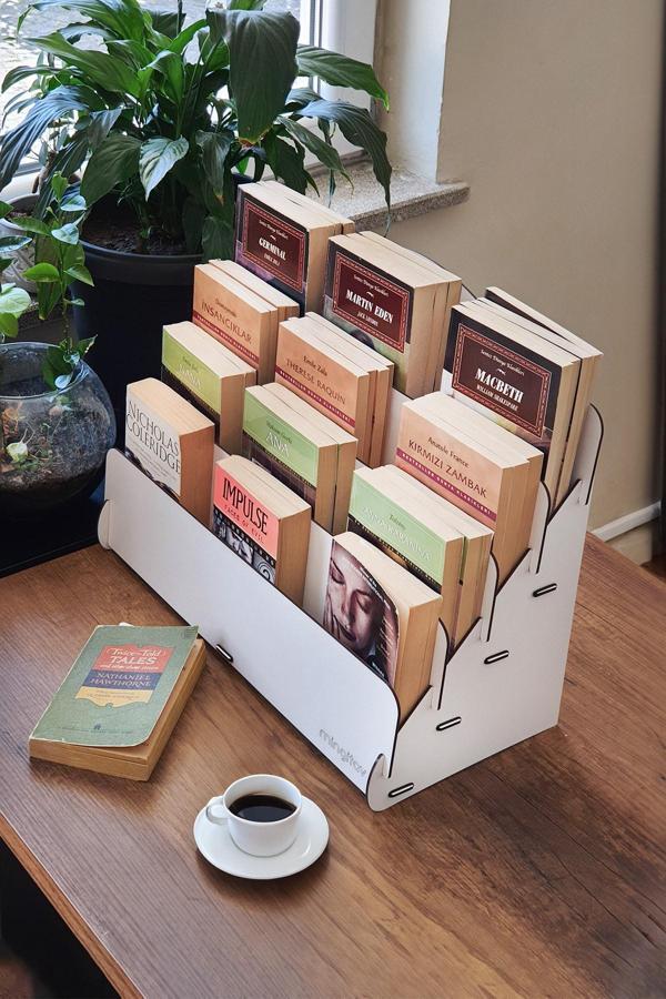 Mini Lucky 4 Raflı Ahşap Masaüstü Mini Kitaplık Montessori Çocuk Kitaplığı Çocuk Odası Kitaplık - Image 1