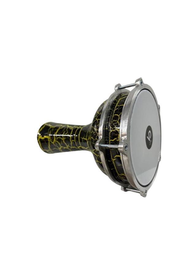 Bade Müzik Vatan Darbuka 5 Numara Çatlak Boyalı Siyah - Sarı Desenli - Image 1