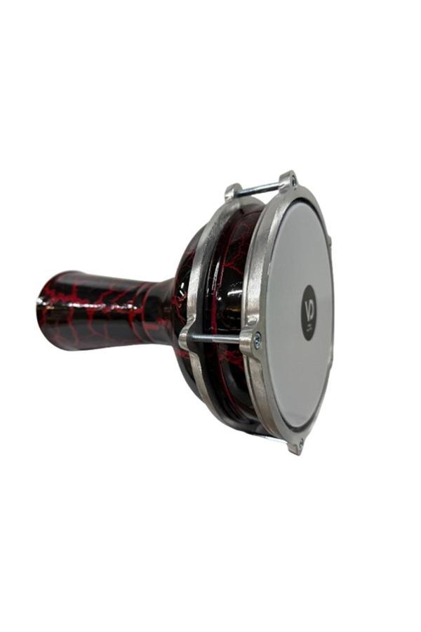 Bade Müzik Vatan Darbuka 5 Numara Çatlak Boyalı Siyah - Kırmızı Desenli - Image 1