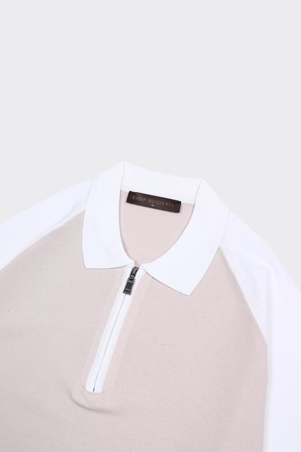 Fermuarlı Polo Yaka Kısa Kol Erkek T-Shirt - Image 1