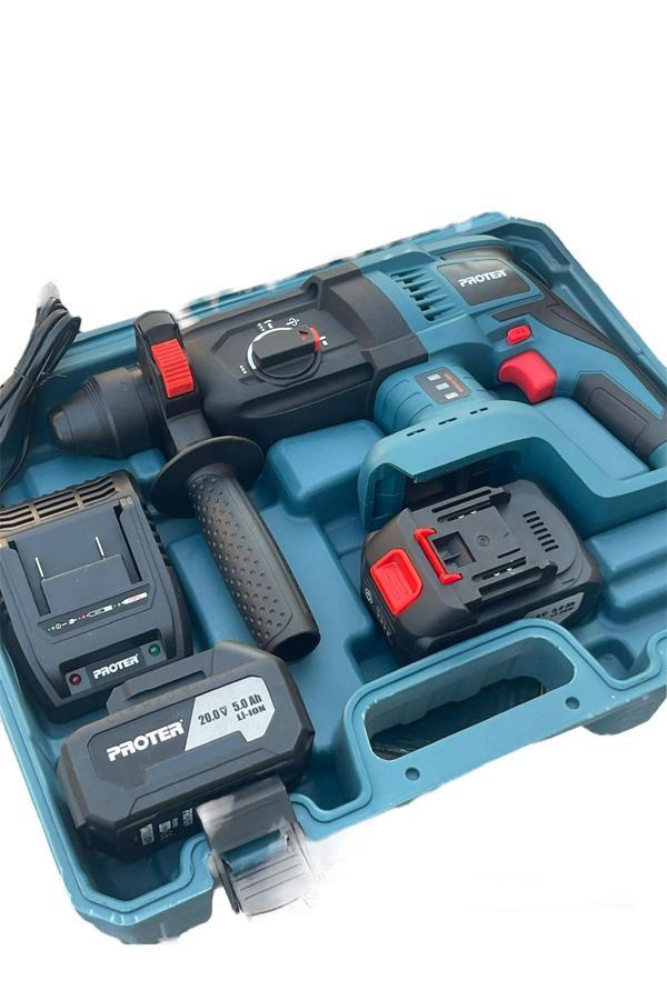 Proter 2 Şarjlı Kırıcı-Delici Matkap Kömürsüz Pst-950 20 Volt Akülü Anahtarsız 0 - 2 M 2 Yıl 20 Watt Kablo - Image 1
