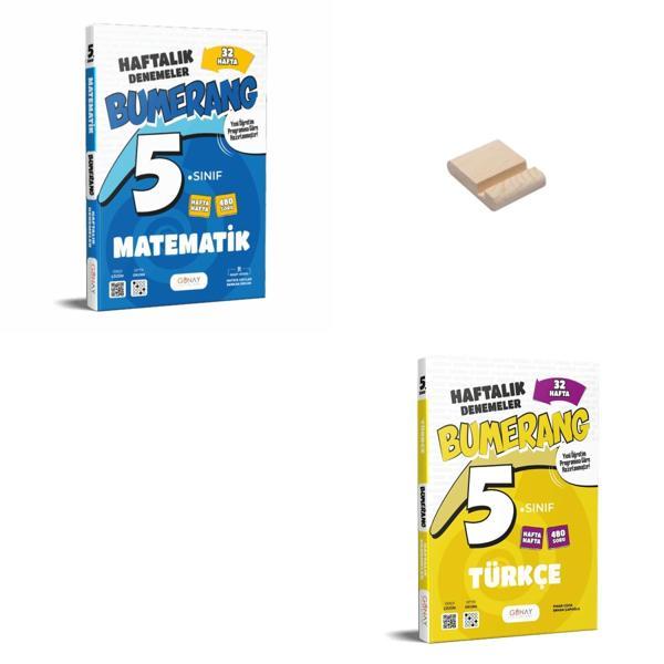 5. Sınıf Bumerang Matematik ve Türkçe Haftalık Denemeleri + Telefon Standı - Günay Yayınları - Image 1