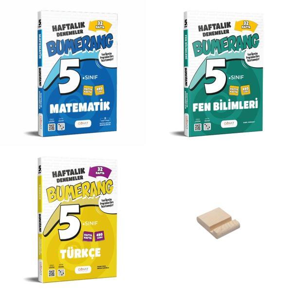 5. Sınıf Bumerang Matematik Fen ve Türkçe Haftalık Denemeleri + Telefon Standı - Günay Yayınları - Image 1