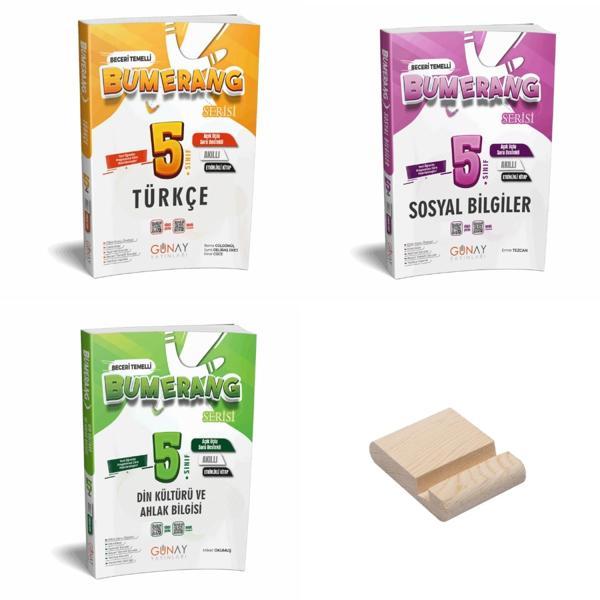 5. Sınıf Bumerang Türkçe Sosyal ve Din Etkinlikli Kitap 3lü Set + Telefon Standı - Günay Yayınları - Image 1