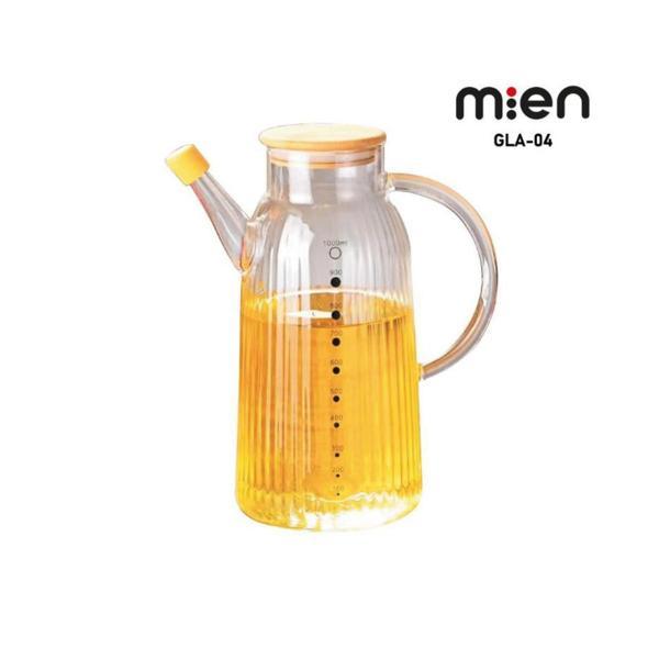 MİEN 1000ML BAMBU KAPAKLI BOROSİLİKAT CAM YAĞDANLIK - Image 1