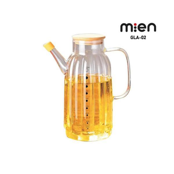 MİEN 1000ML BAMBU KAPAKLI BOROSİLİKAT CAM YAĞDANLIK - Image 1
