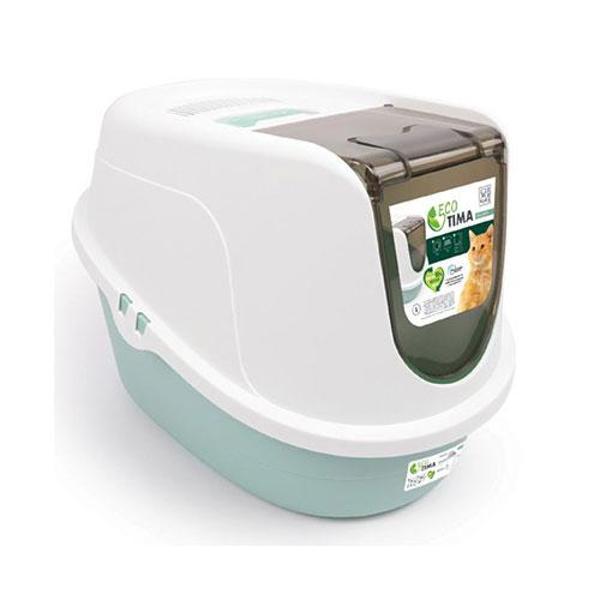 M-Pets Eco Tima Kapalı Kedi Tuvaleti Large Deniz Yeşili 60x45x42 Cm - Image 1
