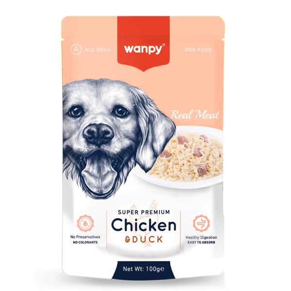 Wanpy 100g Pouch Tavuk&Ördek Yaş Köpek Maması 12 Adet - Image 1