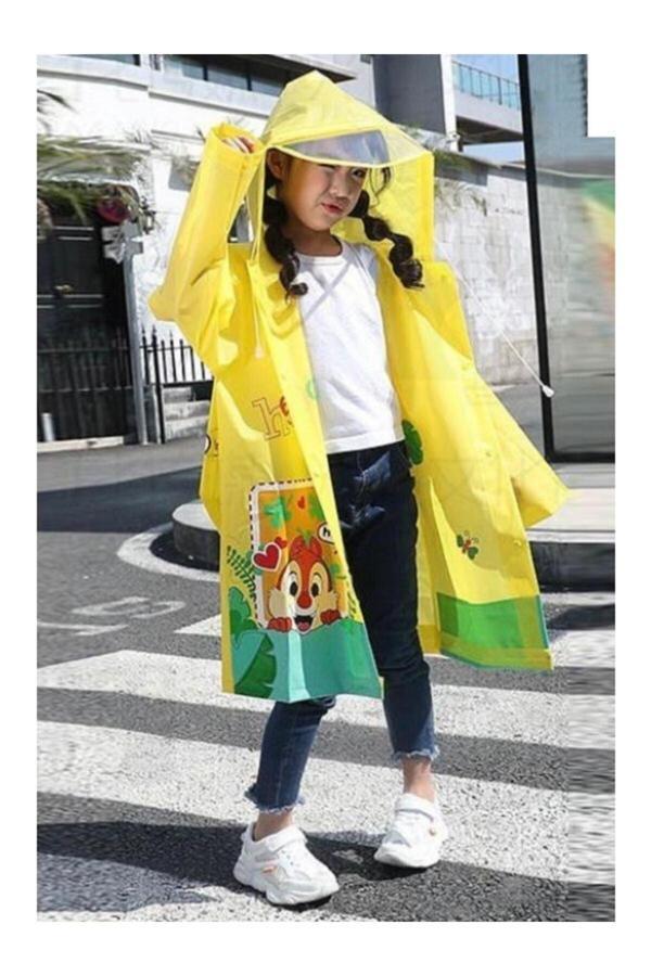 Albioyuncak Unisex Çocuk Sarı Cepsiz Kapüşonlu Yağmurluk - Image 1