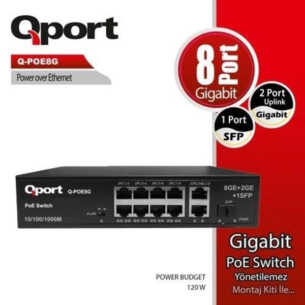 Qport Q-poe8g 8 Port Gıgabıt + 2 Port Gıgabıt Uplı - Image 1
