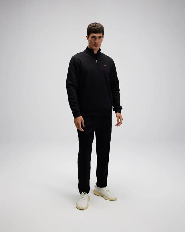 Ellesse EM580-BK Erkek Yarım Fermuarlı Siyah Sweat - Image 1