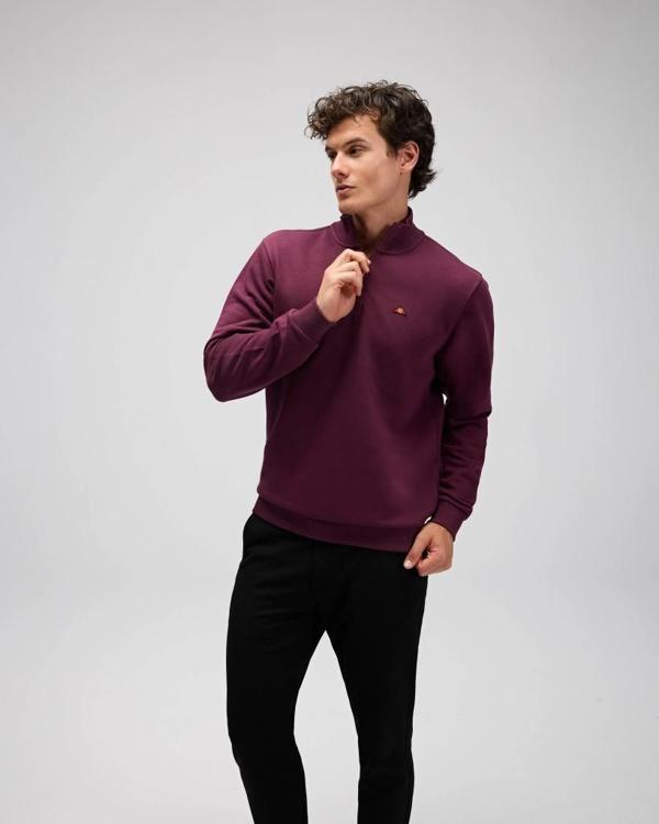 Ellesse EM580-BRD Erkek Yarım Fermuarlı Bordo Sweat - Image 1