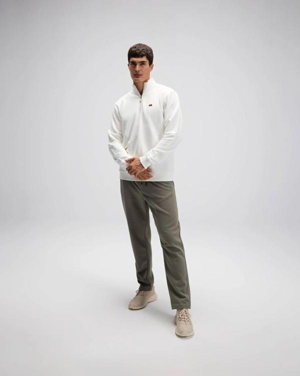Ellesse EM580-OF Erkek Yarım Fermuarlı Beyaz Sweat - Image 1
