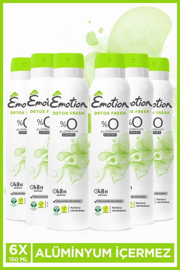 Detox Fresh Kadın Vegan Deodorant 6x150ml Leke Bırakmaz - Image 1