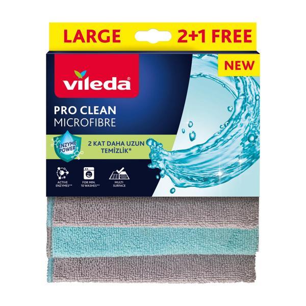 Vileda 3'lü Pro Clean Enzim Teknolojili Mikrofiber Temizlik Bezi  - Image 1