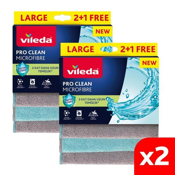 Vileda 2 Paket 3'lü Pro Clean Enzim Teknolojili Mikrofiber Temizlik Bezi  - Image 1