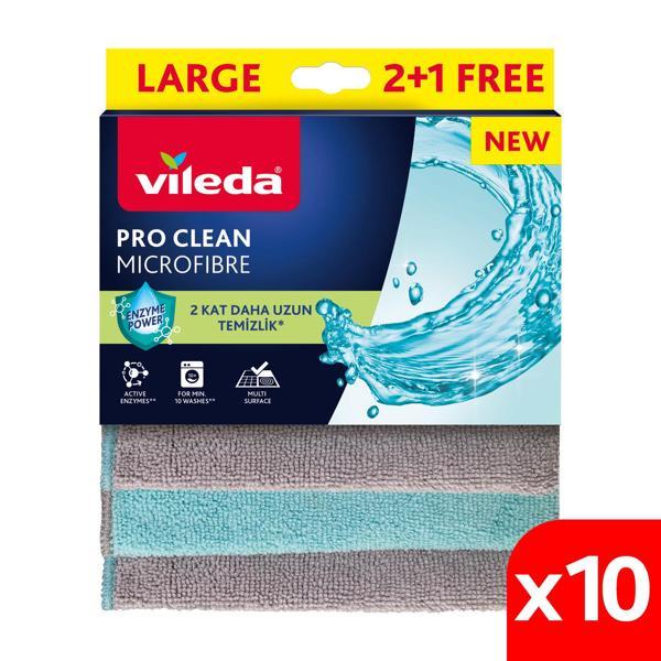 Vileda 10 Paket 3'lü Pro Clean Enzim Teknolojili Mikrofiber Temizlik Bezi  - Image 1