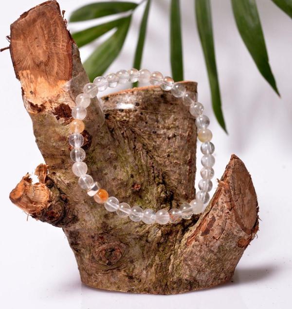 Taş Sandığı Beyaz Topaz Taşı Gümüş Bileklik - 6 mm - Image 1