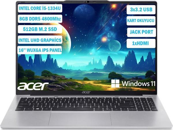 Aspire Lite i5-1334U 8 GB 512 GB SSD 16" ( 1920 x 1200) IPS Windows 11 Home NX.J23EY.001 - Image 1