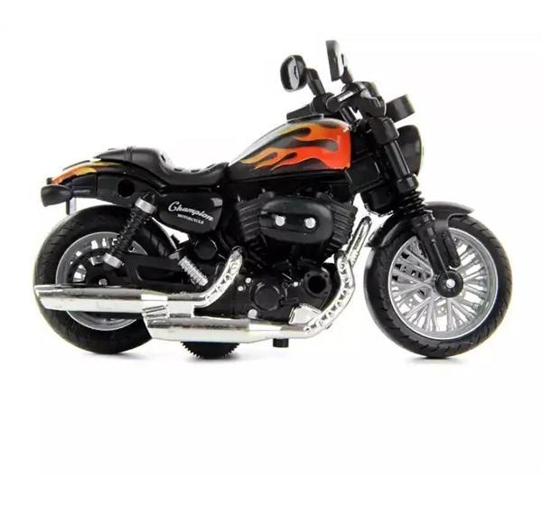 Çek Bırak1:14 Die-Cast Clasic Motosiklet - Alev Desenli - Image 1