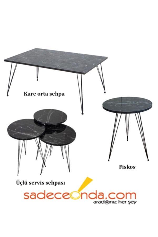Sadece Onda 3'Lü Zigon Sehpa + Orta Sehpa + Zigon Sehpa Hepsi Birarada - Image 1