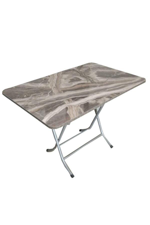 Sadece Onda Mermer Desenli Krem Katlanır Balkon Masası 50*80 Cm - Image 1