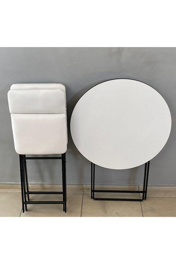 Sadece Onda Mutfak - Balkon Masa Sandalye Takımı Beyaz Masa 80 Cm - Image 1