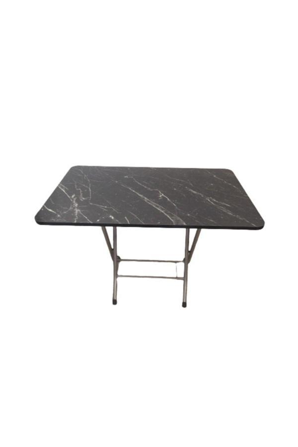 Sadece Onda Siyah Mermer Desenli Katlanır Balkon Masası - 70*109 Cm - Image 1