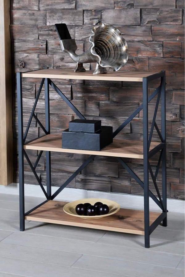 Tubix 3 Raflı Metal Kitaplık 75 Cm Çam - Image 1