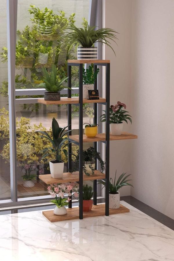 Tubix Beş Raflı Çiçeklik Saksı Standı 110 Cm Renk Seçenekli Kedi Merdiveni - Image 1
