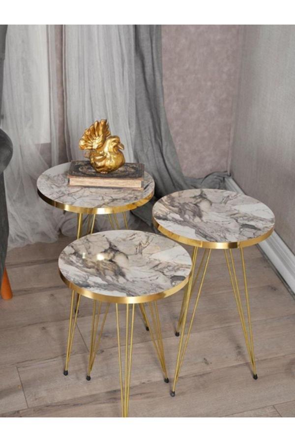 Tubix Gold Metal Ayaklı Fiskos Sehpa - Image 1